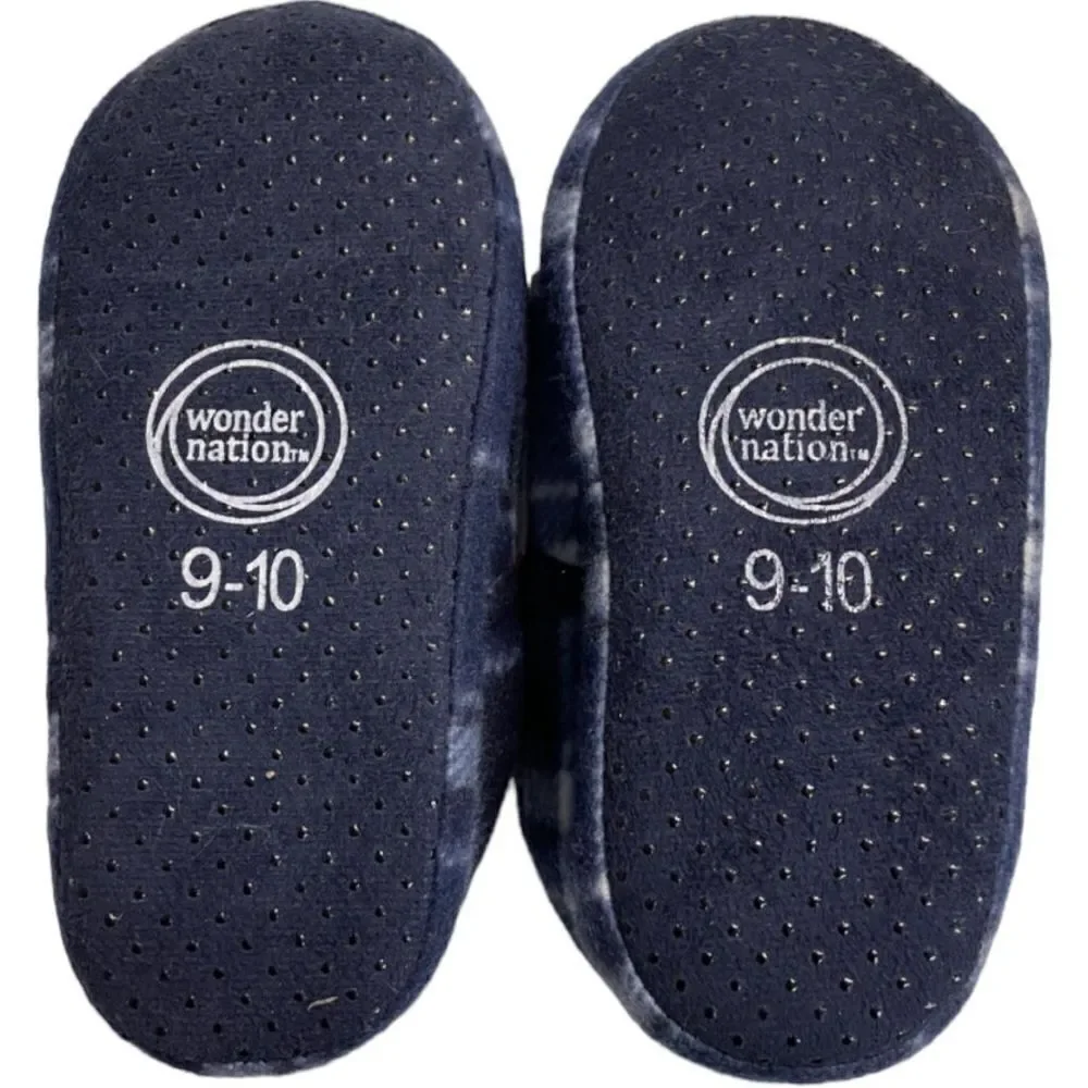 Plaid Fleece Houseshoes Slippers Toddler Boys Blue Fleece Slip Resistant NWT